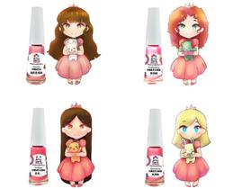 Kit C/4 Esmaltes Rosas Infantil A Base De Água Amusant Princesas