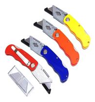 Kit C/4 Estiletes Segurança Trapezoidal Dobrável +20 Lâminas