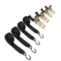 Kit C/ 4 Fitas Amarração Carga Bagageiro Teto Preto/Laranja