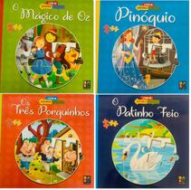 Kit C/4 Livros - Coleção Contos Clássicos em Quebra-Cabeças - Cartonado Duro - Tamanho Grande 25x25cm