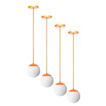 Kit C/4 Lustre Pendente Globo Jabuticaba Stuttgart Cobre