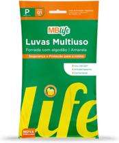 Kit c/ 4 Luva de Latex Amarela para Limpeza MBlife Tamanho