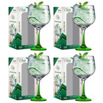 Kit c/4 Luva de Taça de Vidro Gin Club Haste Verde 690ml - Ruvolo