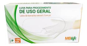 Kit c/ 4 Luva Latex Com Po Descartavel Mblife Tamanho M