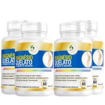 Kit C/4 Magnesio Quelato 500mg 60cps Puro Concentrado Fits