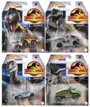 Kit c/ 4 Miniaturas Jurassic World - Character Cars - 1/64 - Hot Wheels