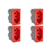 Kit C/4 - Modulo Pial Pop Vermelho 1 Tomada 2P+T. 20A. - ...