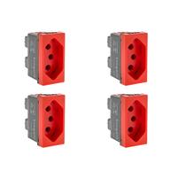 Kit C/4 - Modulo Pial Pop Vermelho 1 Tomada 2P+T. 20A. - ...