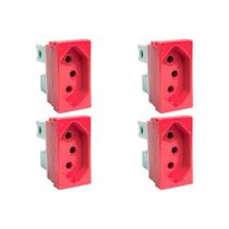 Kit C/4 - Modulo Steck Linha Stella 1 Tomada 20A. Vermelh...
