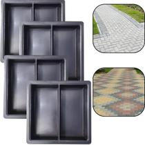 Kit c 4 Molde Plastico Duplo Geminado 2 Blocos Concreto Tijolo Calçada Rua Cimento 20x10x6 Retangular