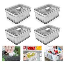 Kit C/ 4 Organizadores Geladeira 2,2L Legumes Saladas Frutas Kit C/ 4 Organizadores Geladeira 2,2L Legumes Saladas Frutas