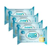 Kit c/ 4 Pacotes Lenço Toalhas Umedecidas Aloe Vera Bebê Limpinho Premium Pacote 140 Unidades