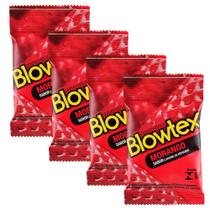 Kit C/4 Pacotes Preservativos Blowtex Morango C/ 3 Unidades Cada
