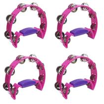 Kit c/4 Pandeirola Pandeiro Meia Lua SpanKing Rosa ABS