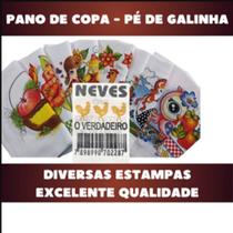 Kit C/ 4 Panos de Prato Pé De Galinha Com Bainha Estampado Legitimo Original Várias Estampas