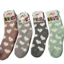 Kit c/4 pares de meia feminina felpuda coração