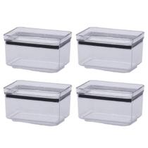 kit c/4 pçs pote retangular 580 ml