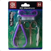 Kit c/4 Peças Manicure Alicate Pinça Tesoura E Escova Unhas