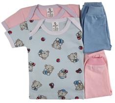 Kit C/4 Peças Verão Camiseta + Mijão Roupas Bebê