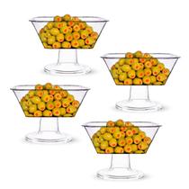 Kit C/4 Petisqueiras Acrílico Pedestal Petiscos 12X17Cm
