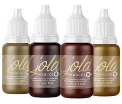 Kit c/4 Pigmentos Mag Color Gold 5ml - Castanho Claro, Médio, Escuro e Intenso