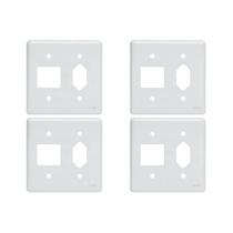 Kit C/4 - Placa Perlex Branca 4X4 (2 Saida+Tomada) 23Pl2/1T