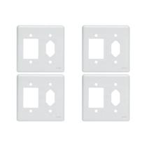 Kit C/4 - Placa Perlex Branca 4X4 (3 Saida+Tomada) 23Pl3/1T