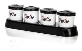 Kit C/4 Porta Condimentos c/ Suporte Plastico Decor - 123477 - ERCAPLAST