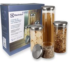 Kit C/ 4 Potes Vidro Porta Mantimentos Herméticos Electrolux