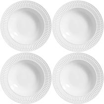 KIT C/ 4 Pratos Fundo de Cerâmica Roma 22cm Branco - Porto Brasil