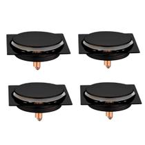 Kit C/4 Ralo Inox Para Piso Click 15x15 Cm Preto Fosco