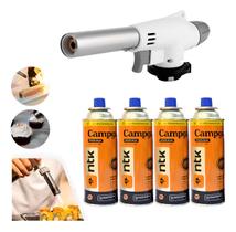 Kit C/4 Refil + Maçarico Portátil Com Regulagem Gourmet2