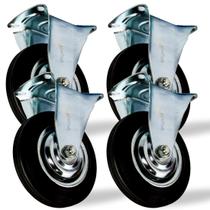 KIT C/4 Rodízio Fixo de Borracha 6 Polegadas 160mm Beltools