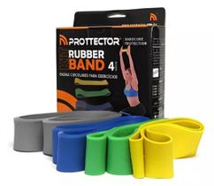 Kit c/ 4 Rubber Band Faixa Elástica Pilates Fisio Prottector Kit c/ 4 Rubber Band Faixa Elástica Pilates Fisio Prottector