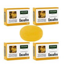 Kit c/4 Sabonetes em Barra 90g Enxofre p/ Acne e Oleosidade Pele e Couro Cabeludo Granado Kit c/4 Sabonetes em Barra 90g Enxofre p/ Acne e Oleosidade Pele e Couro Cabeludo Granado