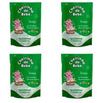 Kit c/4 Sabonetes Liquido Infantil Cheirinho Bebê Refil 200ml Lavanda