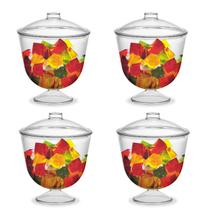 Kit C/4 Taça Acrílico C/ Tampa 15x15cm Balas Doces 1500ml