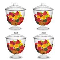Kit C/4 Taça Acrílico C/ Tampa 15x15cm Balas Doces 1500ml
