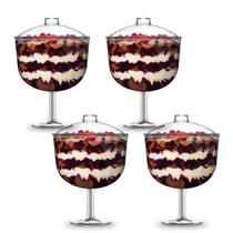 Kit C/4 Taça Tropical Acrílico C/ Tampa 1,3 Litros 18x15,5