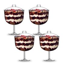 Kit C/4 Taça Tropical Acrílico Com Tampa 1,3 Litros 18X15,5