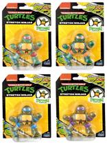 Kit c/ 4 Tartarugas Ninja - Mini Boneco Elástico Stretch Ninjas - 6 cm - Playmates Toys