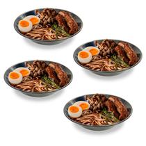 Kit C/4 Tigela Japonesa Para Lámen Lamenbati Preta 20X7Cm