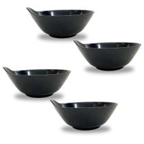 Kit C/4 Tigela Japonesa Tensui Preta Lisa Japonês 12X4,5Cm
