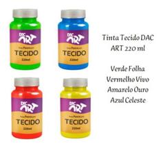 Kit c/4 Tinta Tecido Fosca 220ml DAC