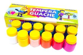 Kit c/ 4 Tinta Tempera Guache Acrilex 12 Cores 15 Ml