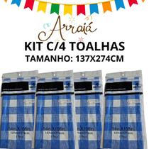 Kit c/4 Toalha Plástica Xadrez Festa Junina 137x274 azul