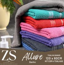 Kit C/ 4 Toalhas De Banho - Zoom Soft - 120 Cm X 60 Cm - 100% Algodão - 212 Gramas Por Toalha