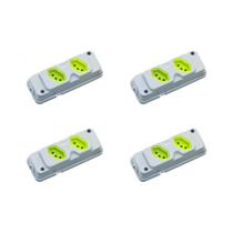 Kit C/4 - Tomada Barra Fiolux Dupla 2P+T20A Cinza