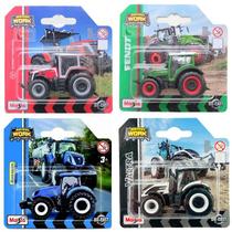 Kit c/ 4 Tratores - Valtra Fendt New Holland e Massey Ferguson - Mini Work Machines - 1/64 - Maisto