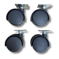 Kit C/ 4 Un Rodízio Plástico Rodinha Giratório Placa Base Aço Roda 25mm 1" Altura 45mm